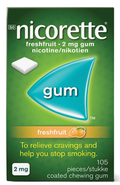 Nicorette fresh gum fruit 2mg 105
